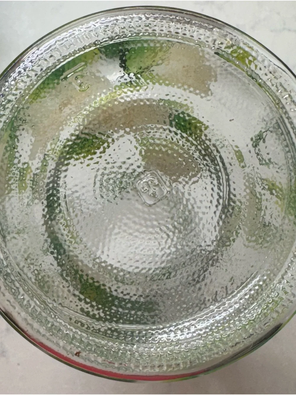 Hand-Painted Glass Carafe with Green and Cream Floral Design